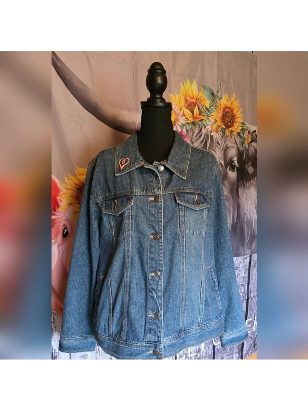 Sonoma Denim Jacket Heart Pin